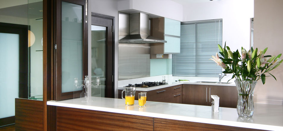 Custom Glass Kitchen Cabinets